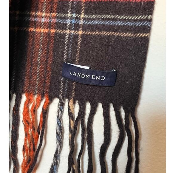 Lands’ End Wool Brown Red Plaid Tartan Fringe Scarf RL Style $45 Flawed Gem - Picture 2 of 10